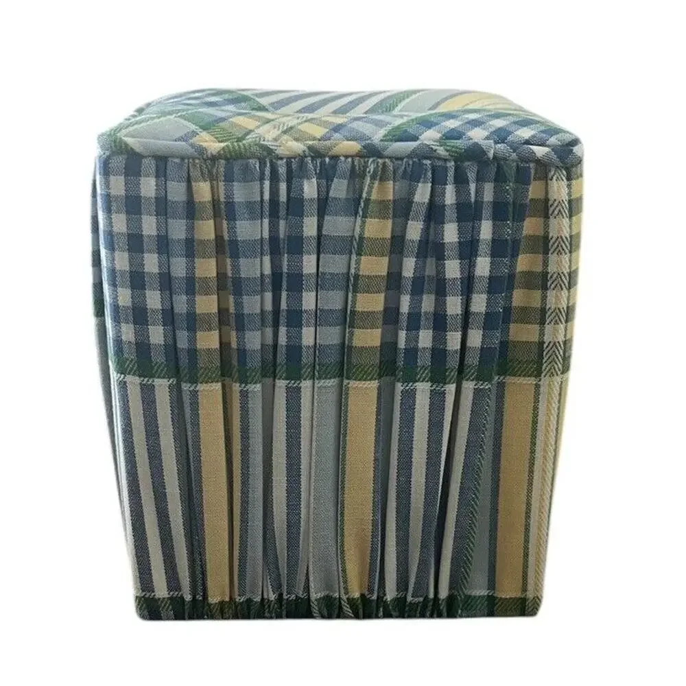 Vintage Tissue Box Cover Blue and Yellow Fabric Gingham Print EUC Waverly??